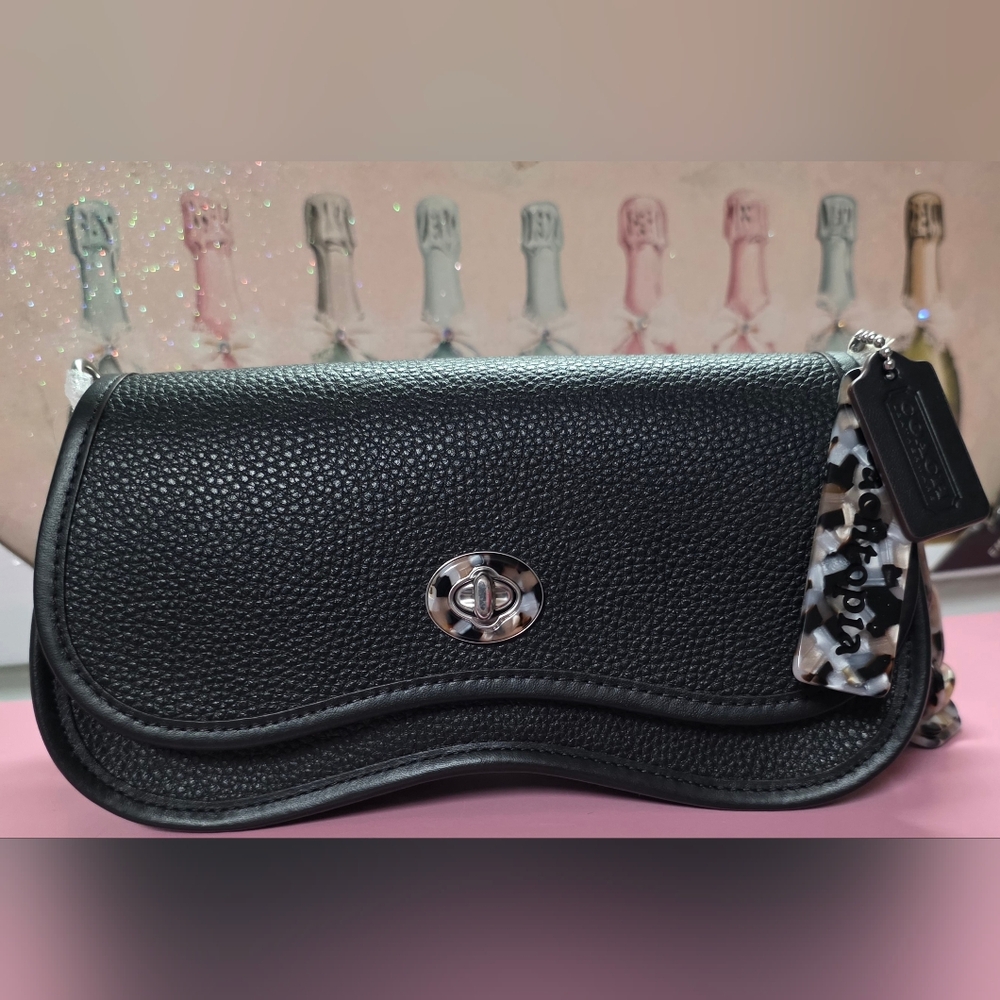 Coach Black Pebbled Leather Clutch